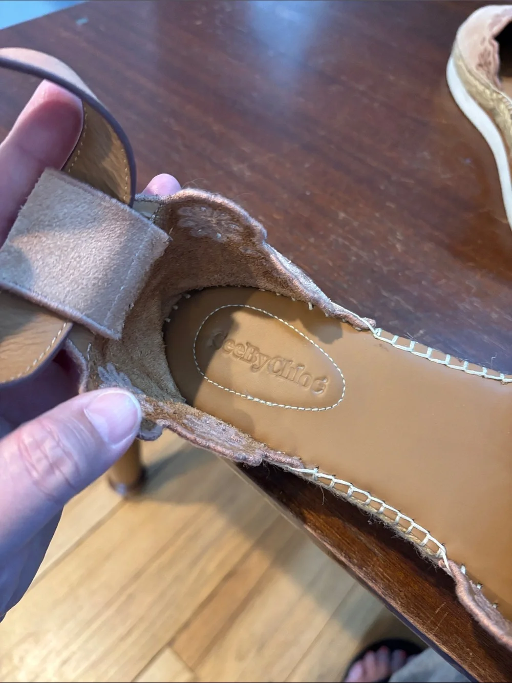 See By Chloe‎ Blush Suede Espadrille Sandals with Ankle Strap